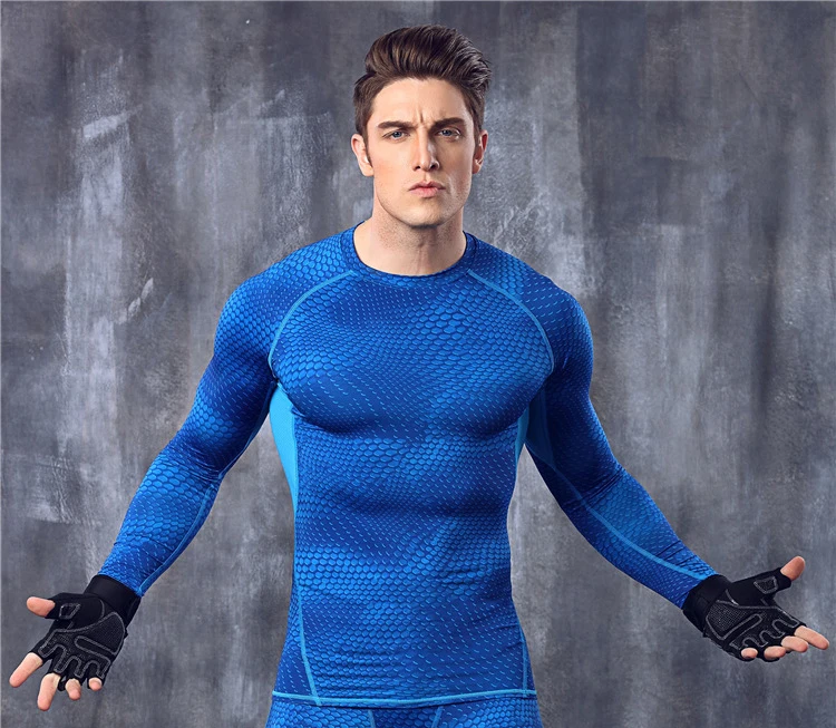 Мужская рубашка компрессионные колготки для фитнеса с длинным рукавом|tight shirt|shirt