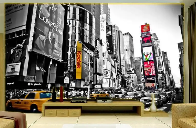 NY15 пользовательские обои Нью Йорк улица сцена Blakc и Белая настенная гостиная