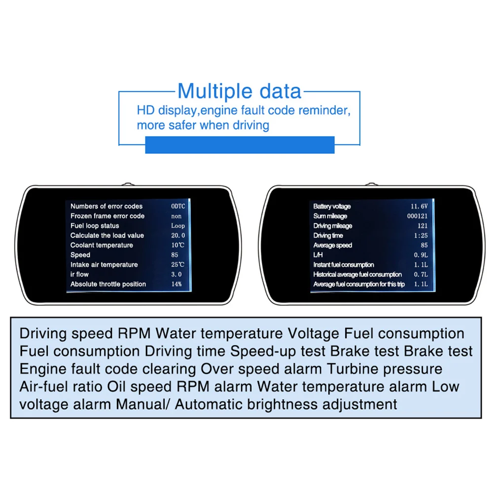 OBDSpace P12 OBD2 автомобильный HUD Дисплей Цифровой скоростной проектор бортовой компьютер скорость метр лобовое стекло 5," туристический компьютер