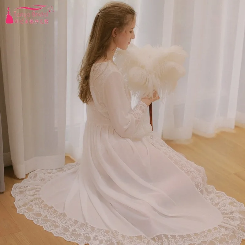 

Wedding Bride Morning dress Court retro Dressing gown Long Pajamas Sexy nightgown DQG588