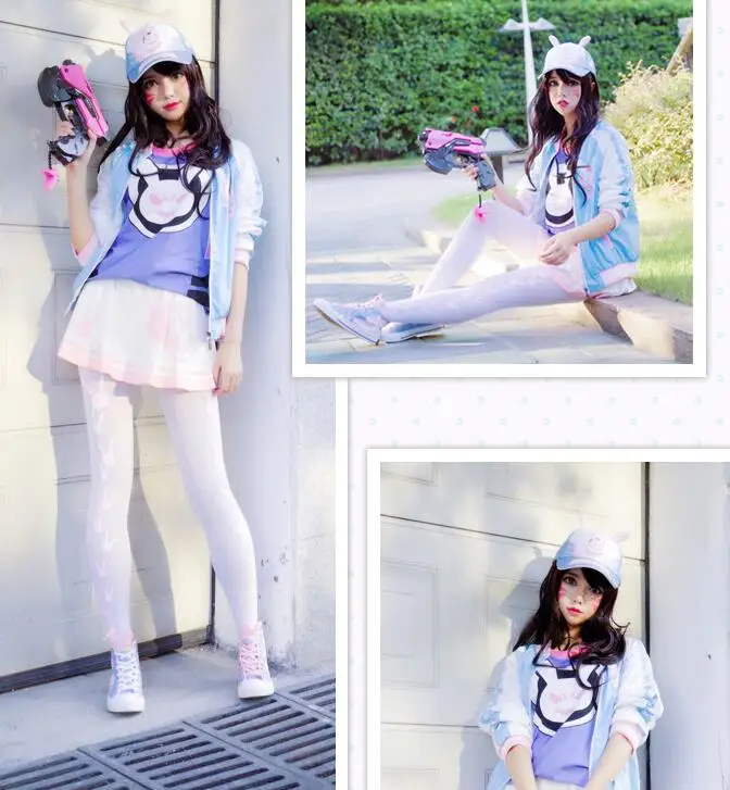 Часы над косплей игра OW DVA D. VA костюм свитера Рубашка шапка рубашка комплект |