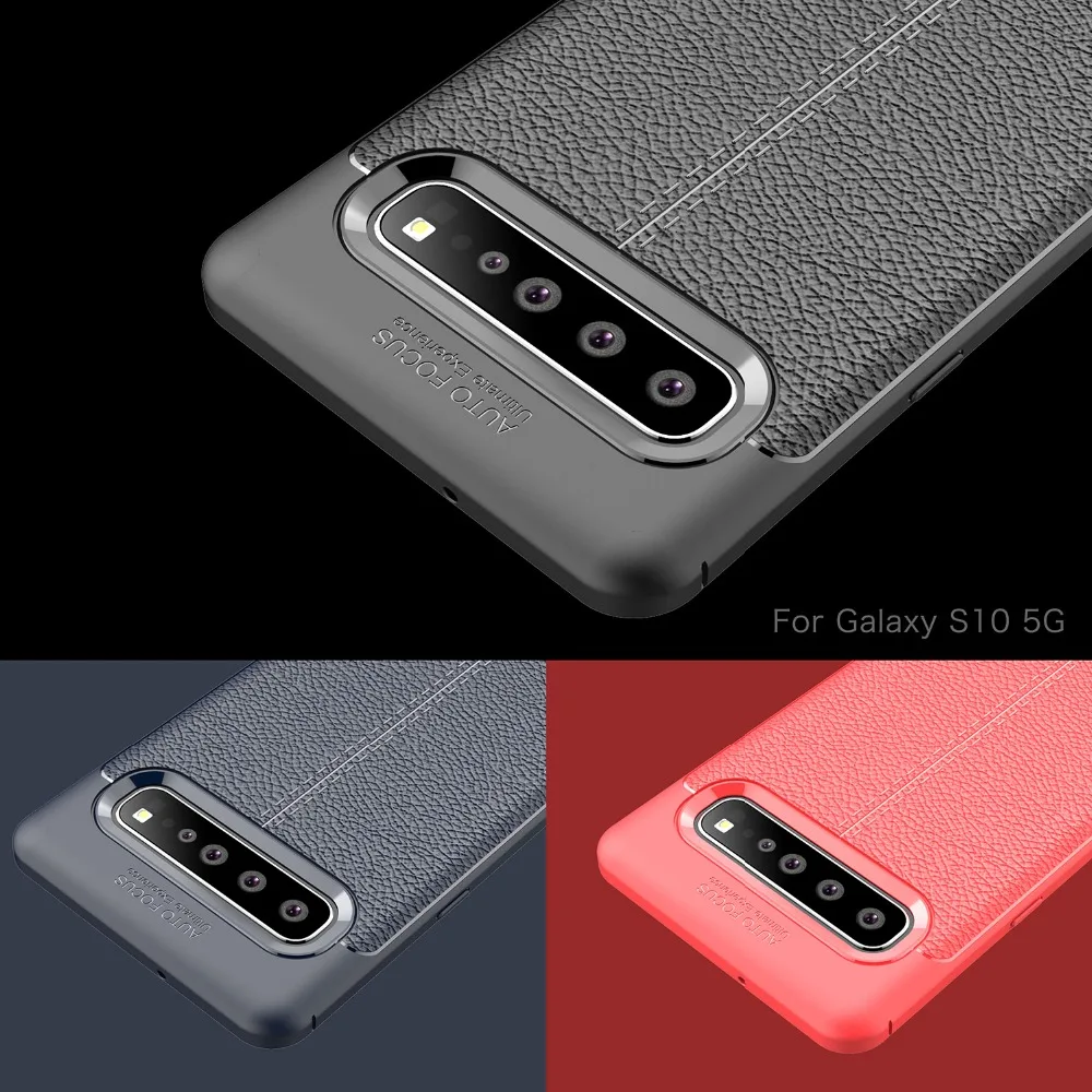 Для Samsung Galaxy S10 5G чехол S105G Capa Litchi шаблон Силиконовый ТПУ задняя крышка мягкий для