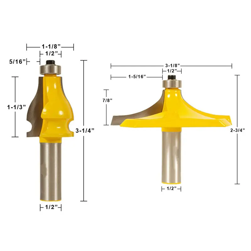 2PCS/SET Bit Handrail Router Set - 1/2" Shank | Инструменты
