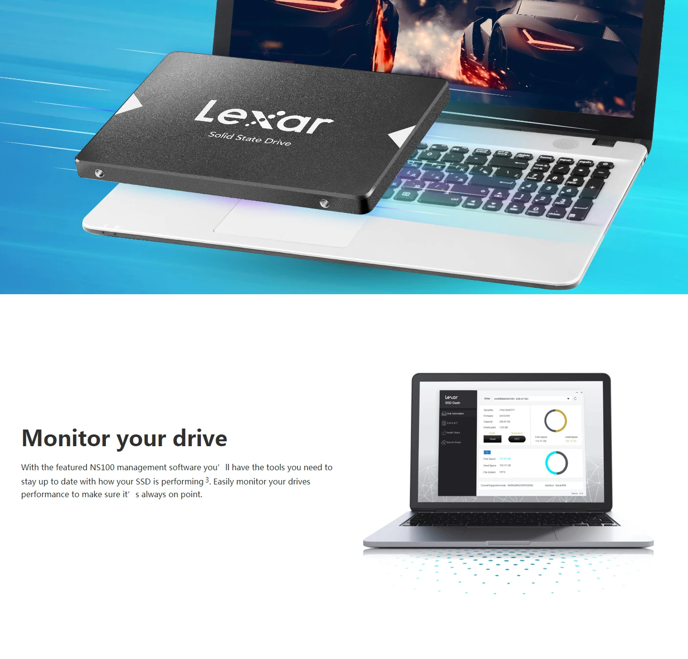 Lexar NS100 2,5 ”SATA III 6 ГБ/сек. SSD HDD 550MBS 128G 256G 512G SATA Внутренний твердотельный жесткий диск для ноутбука