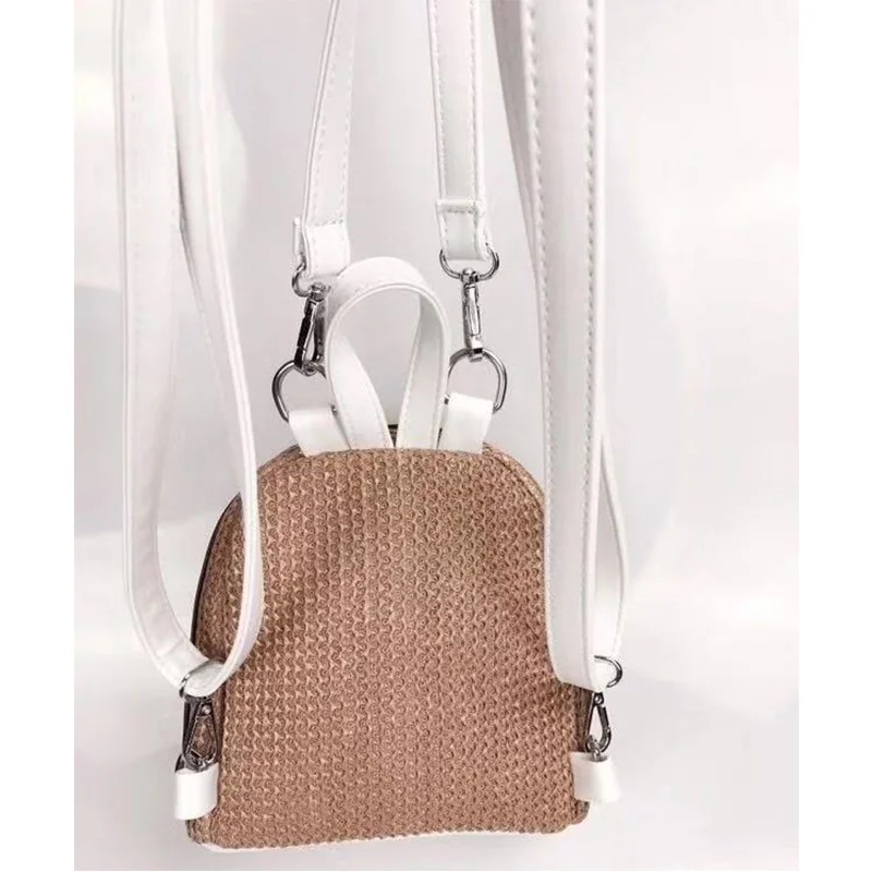 Пляжная соломенная сумка с двойным плечом рюкзак для отдыха многофункциональная