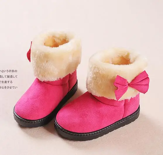 Новинка 2018 зимние ботинки для девочек бархатная теплая обувь детские с бантом