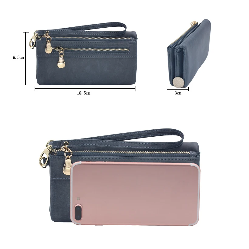 Elegant Wallet for Women with Wristlet Matter Leather Long Wallets Ladies Clutch Purse Multi Credit Card Holder Zipper Phone Bag | Багаж и