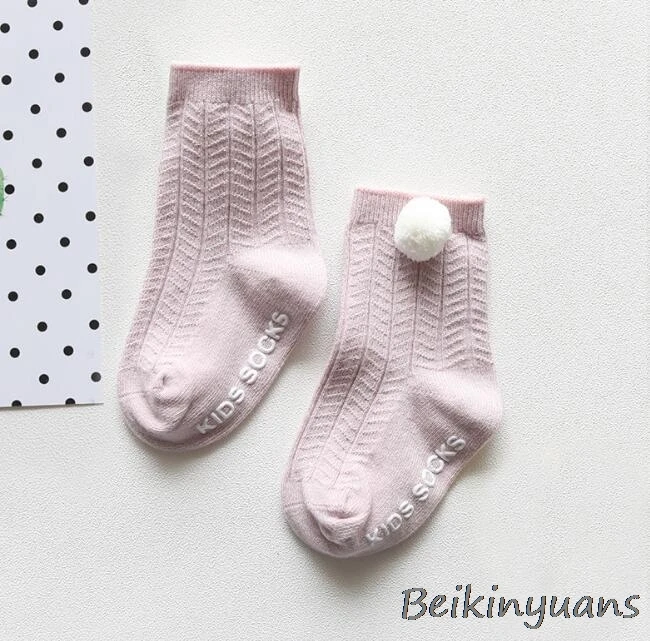 Pink Spring and summer summer double needle baby anti-slip socks without bones loose baby newborn ball children cotton socks - Цвет: Pink