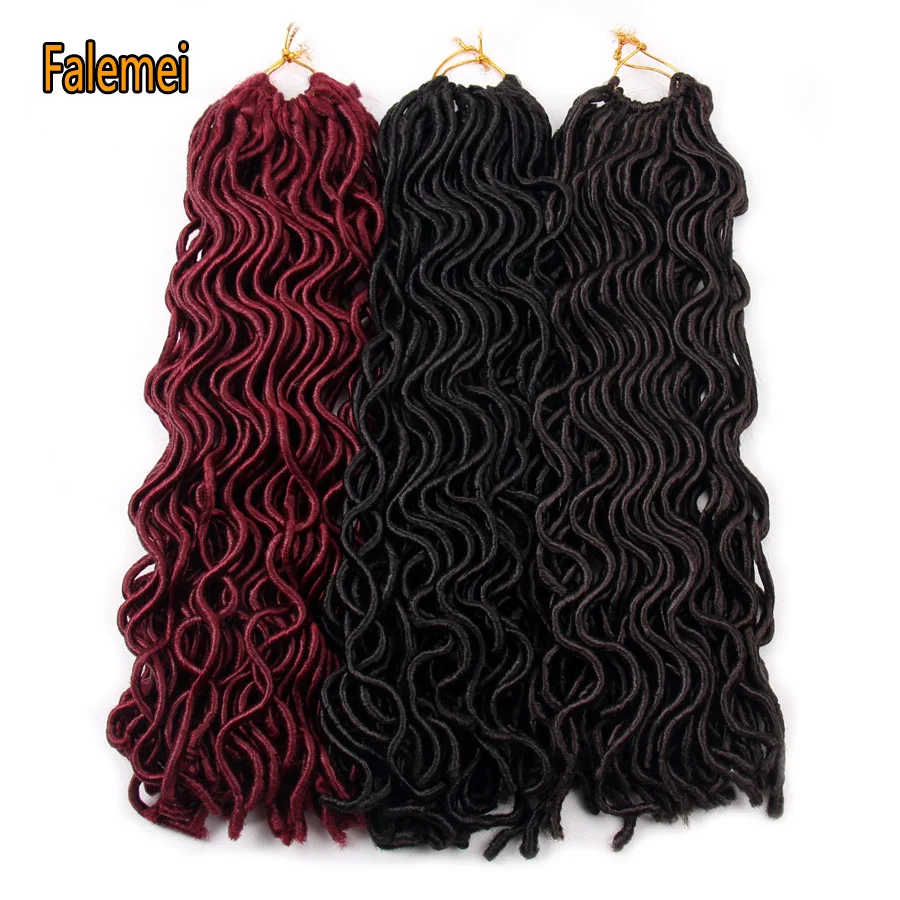 FALEMEI Goddess Faux locs Curly синтетические жгуты для вплетания волос наращивание мягких замков ошибка блонд черный вязание крючком плетение волос