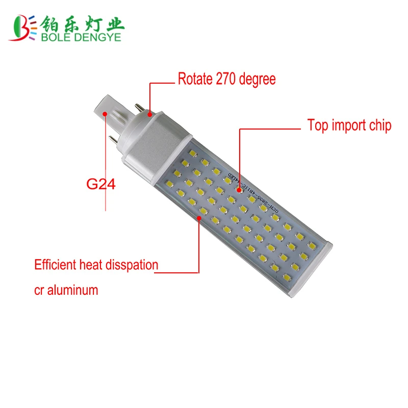 Лампада G23 G24 2 pins bombilla led pl plug светодиодная лампа с вилкой 7 Вт 9 10 12 13 SMD2835
