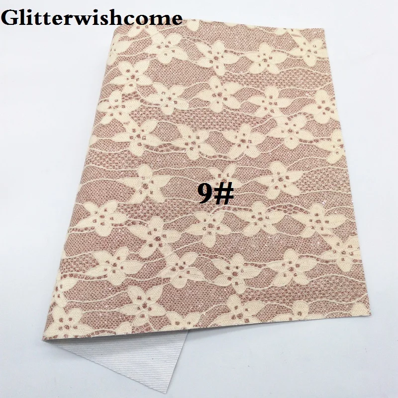 9 Glitterwishcome 21X29 см A4 размер винил для бантов флуоресцентная кружевная блестящая кожаная ткань винил для бантов, GM086A - Цвет: 9