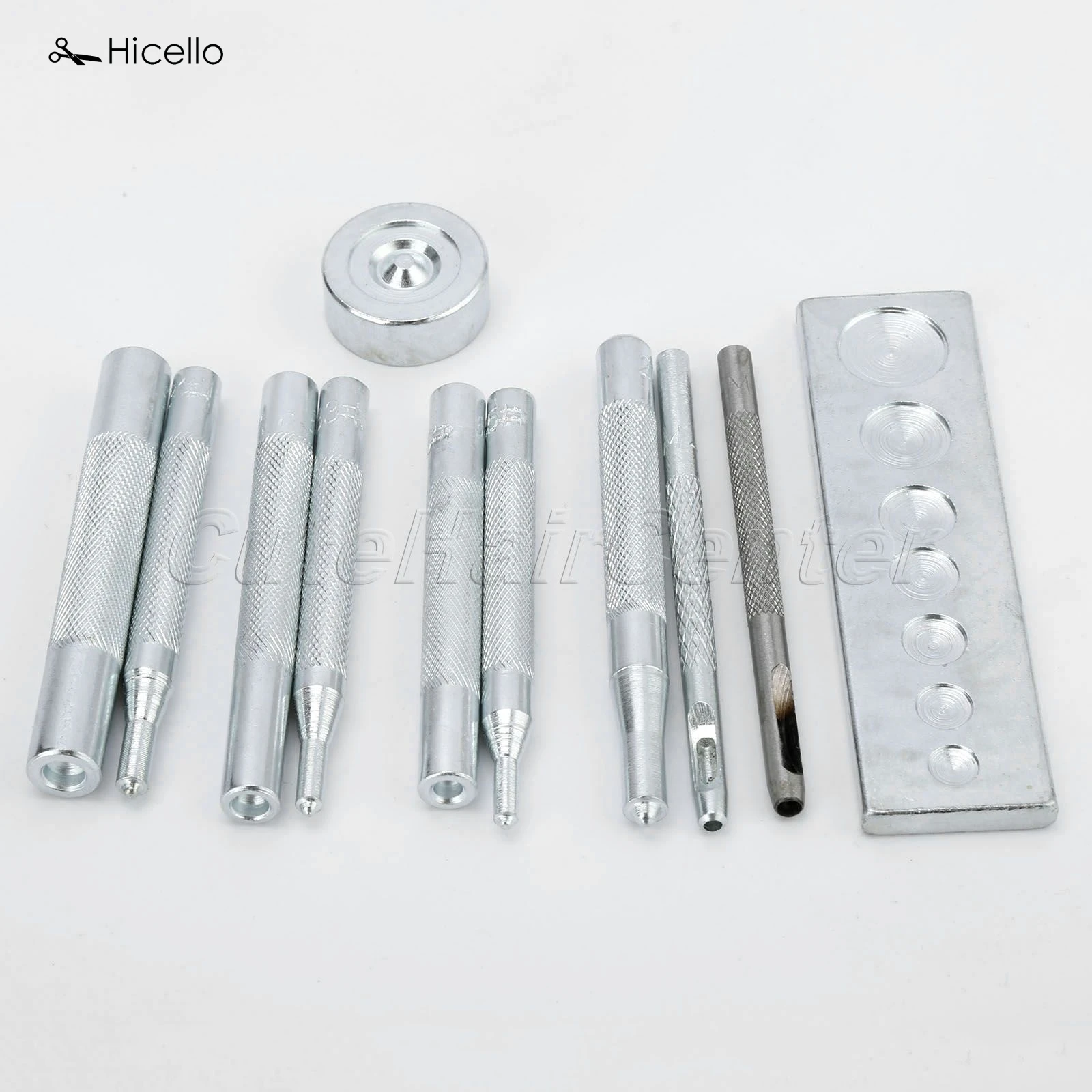 Hicello 11 шт./компл. Leathercraft Die перфорация защелки Установка комплект круглым носком и