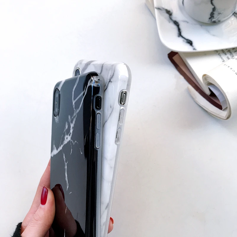 Блестящая сторона мрамора полная упаковка очень мягкая и ультратонкая для iphone 6 6p