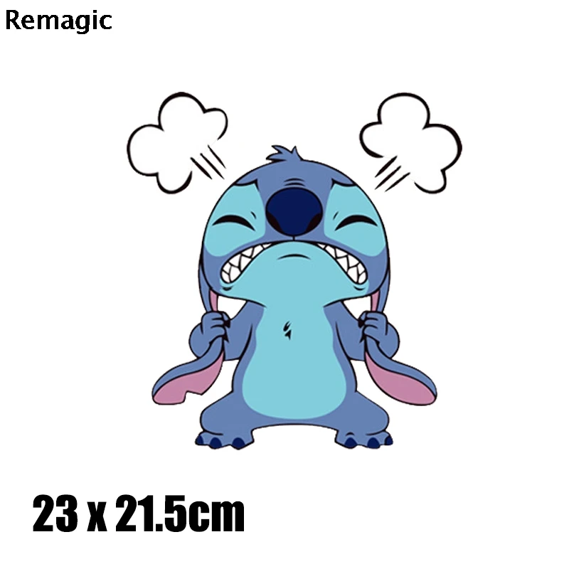 Cartoon Stitch meme funny Iron on Heat Transfer Patches Kids Clothing DIY Stripe couple family Applique T-shirt Custom Sticker - Цвет: 1