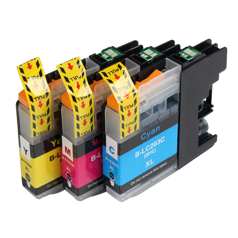 Голубые + пурпурные желтые картриджи с чернилами для Brother LC201 LC 201 203 203XL LC203XL