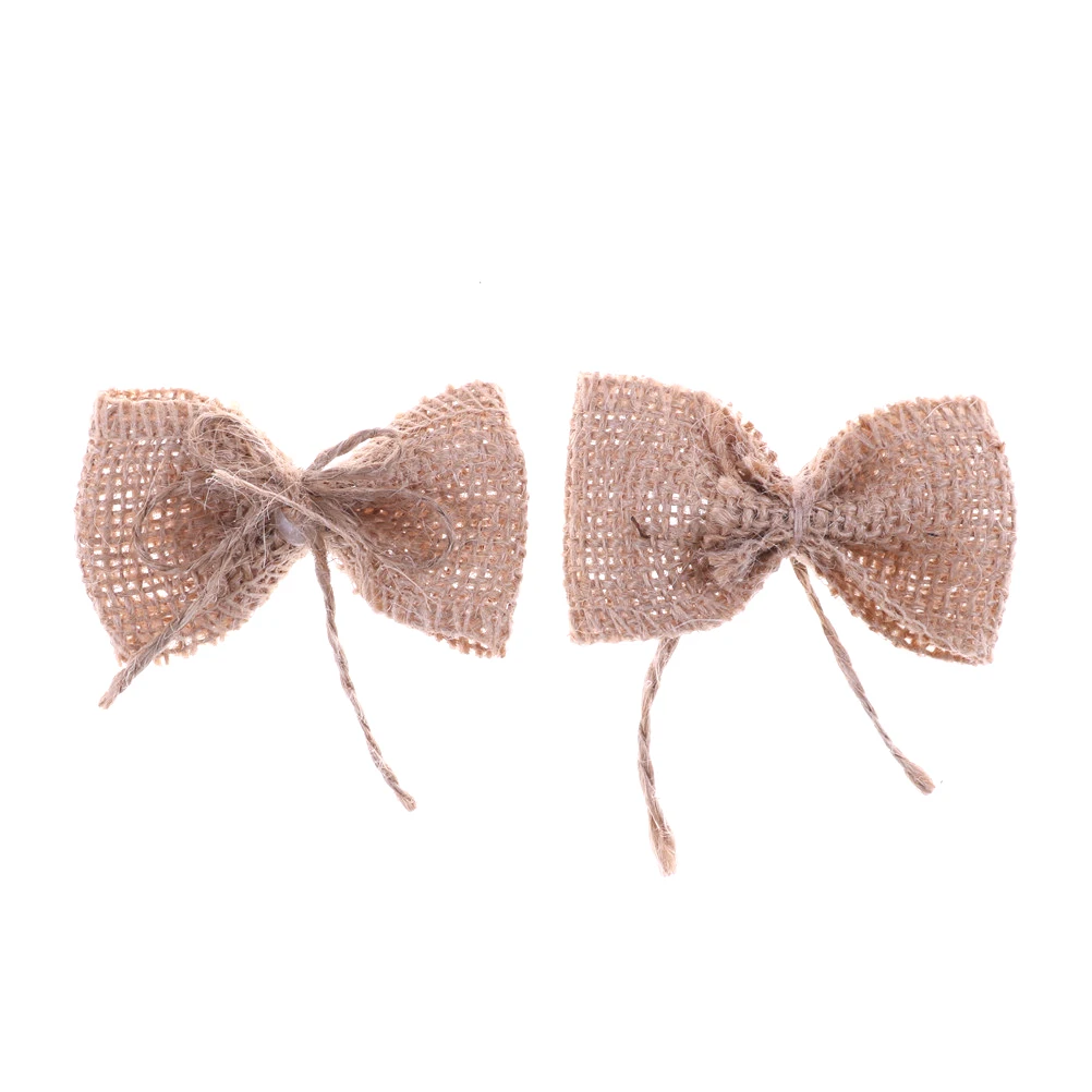 

Hot Trendy 10pcs Natural Jute Burlap Bow Hessian Flower DIY Rustic Wedding Decor Craft Supplies Christmas Gift Kid Toy For Party