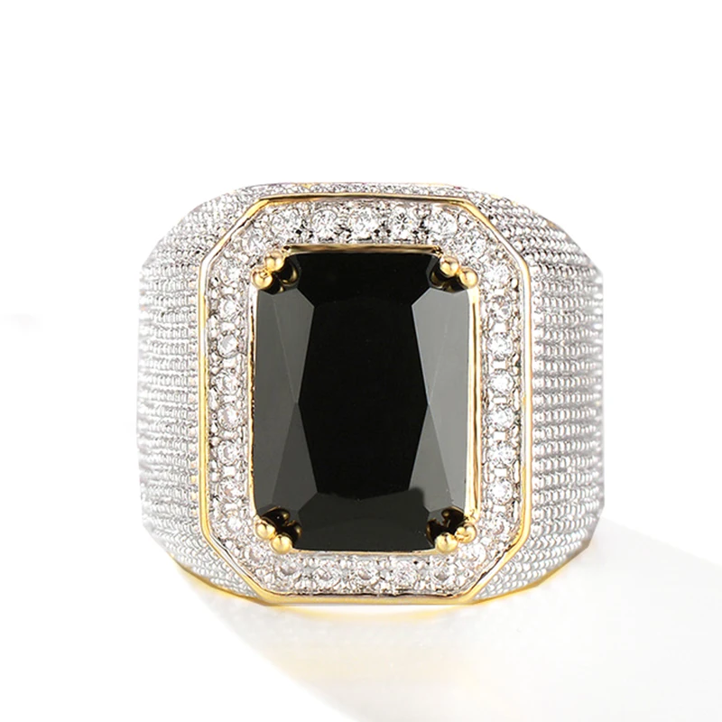 Bague Ringen панк кольца из нержавеющей стали для мужчин синий черный AAA кубический циркон золотой цвет модные ювелирные изделия аксессуары Размер 7-12