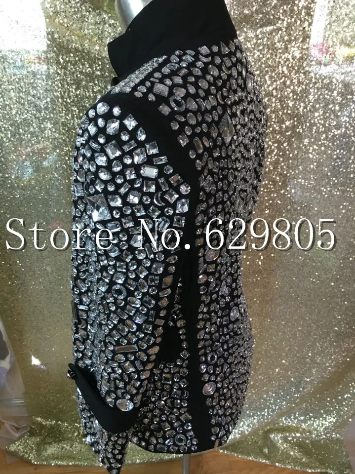 Женская Черная куртка с кристаллами под заказ верхняя одежда для диджея певицы
