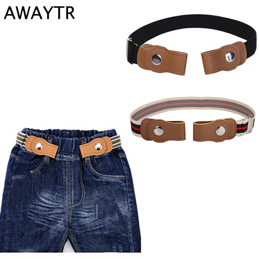 Детский Эластичный ремень AWAYTR свободный регулируемый без пряжки для мальчиков и
