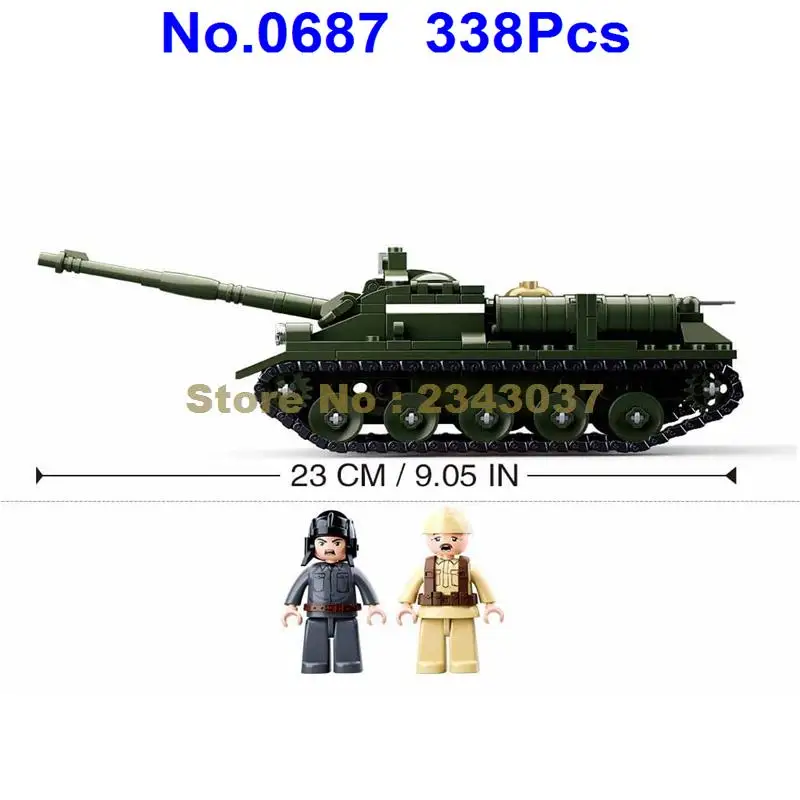 Sluban 0687 338 шт Военная ww2 мировая война 2 su85 Танк строительные блоки игрушка