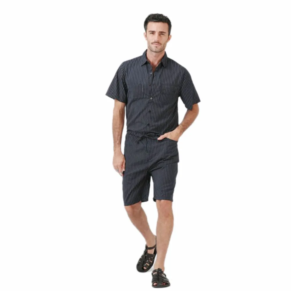 Rompers for Men Short Sleeve Cotton Jumpsuit slim Male Playsuit Cargo Overalls Summer One Piece suits Sets Pants plus size 4XL | Мужская