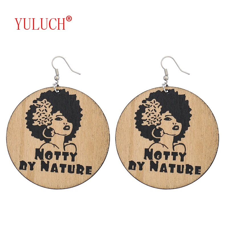 

YULUHC Personality Woman Notty By Nature Hair Carving Painted Fashion Pendant for Ethnic Pop Earrings Jewelry Accessories Gifts