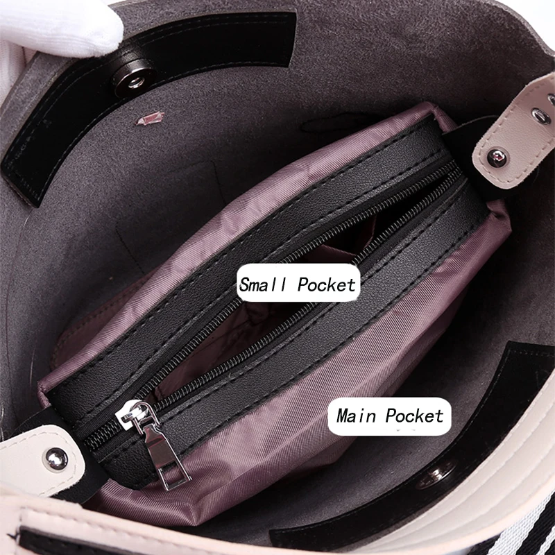 

Large Capacity Women PU Bucket Shoulder Tote Bags Female Handbags Coloured Wide Strap Ribbon Leather Messenger Bag