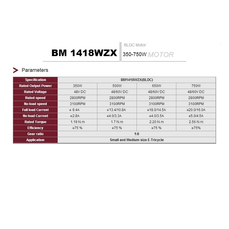 BM1418ZXF 750 Вт 48 В/60 в DC бесщеточный двигатель электрический трехколесный велосипед