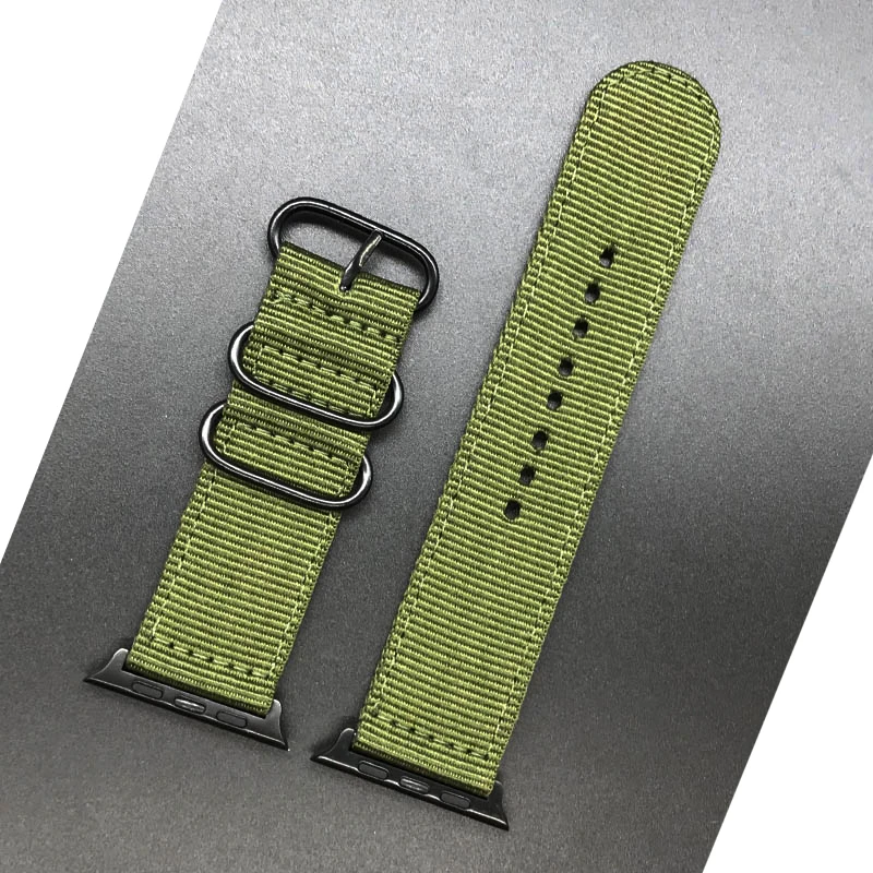Зеленый нейлоновый ремешок для наручных часов Apple Watch версии 4/3/2/1 спортивный