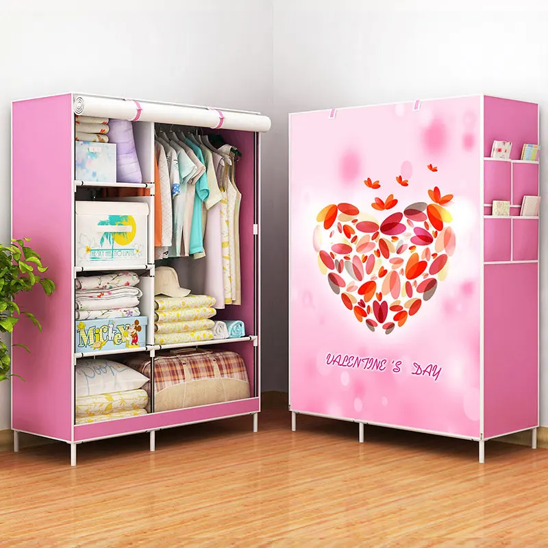 heart Новая мода современный шкаф из нетканого материала рама армирование DIY сборка органайзер для хранения Съемная мебель для одежды - Цвет: heart