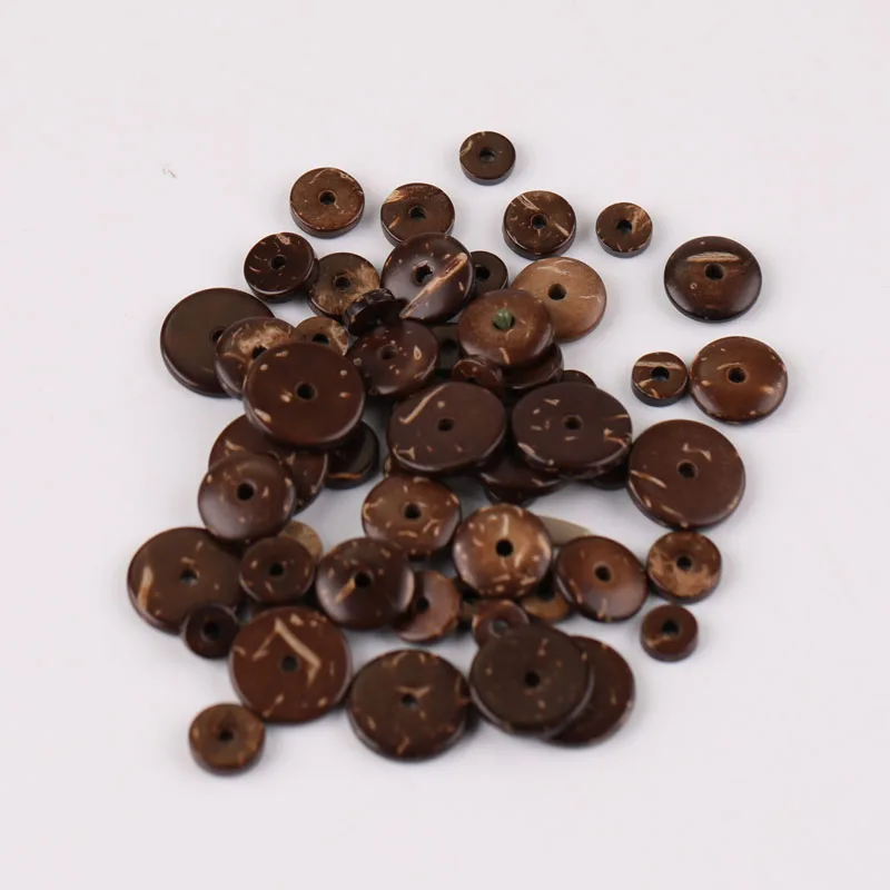 Бусины-разделители из натуральной кокосовой шелухи 6/8/10/12 мм Плоские Круглые