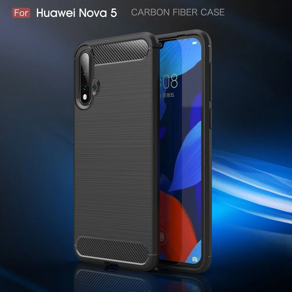Крышка чехла из карбонового волокна 6.39 для Huawei Nova 5, для 6 Nova5 Nova6 Pro 4G 5G телефона.