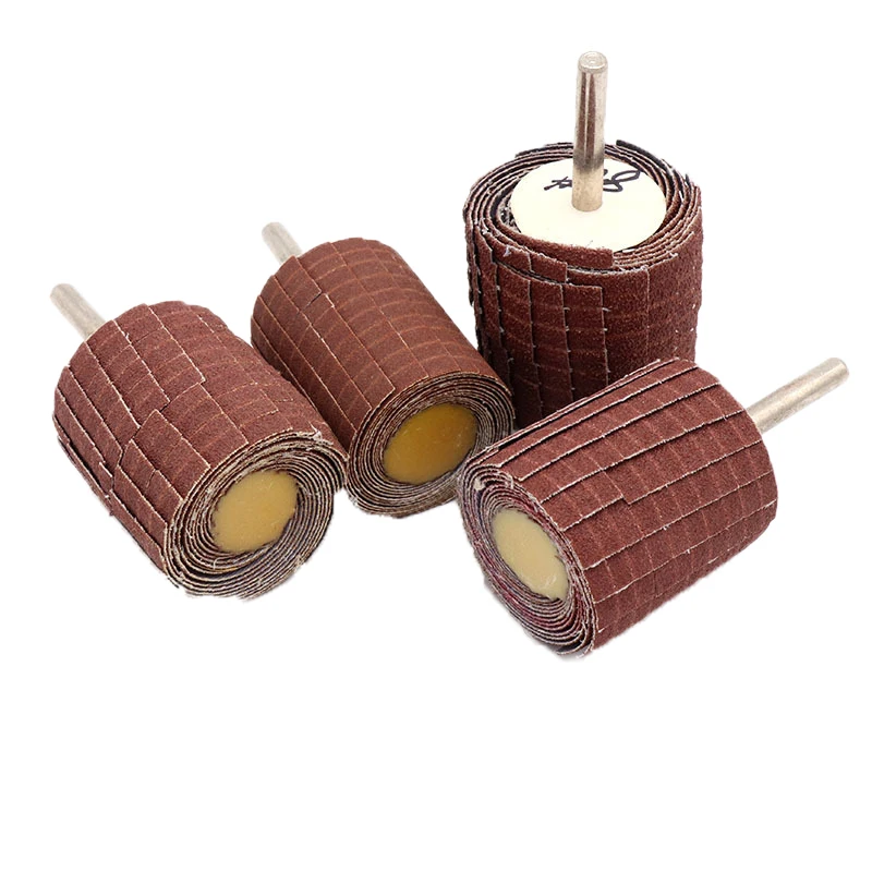6mm Shank Sand Paper Shutter Wheel 50mm Emery Cloth Polishing Grinding Wood Carving Metal Head 150# 240# 320# | Инструменты