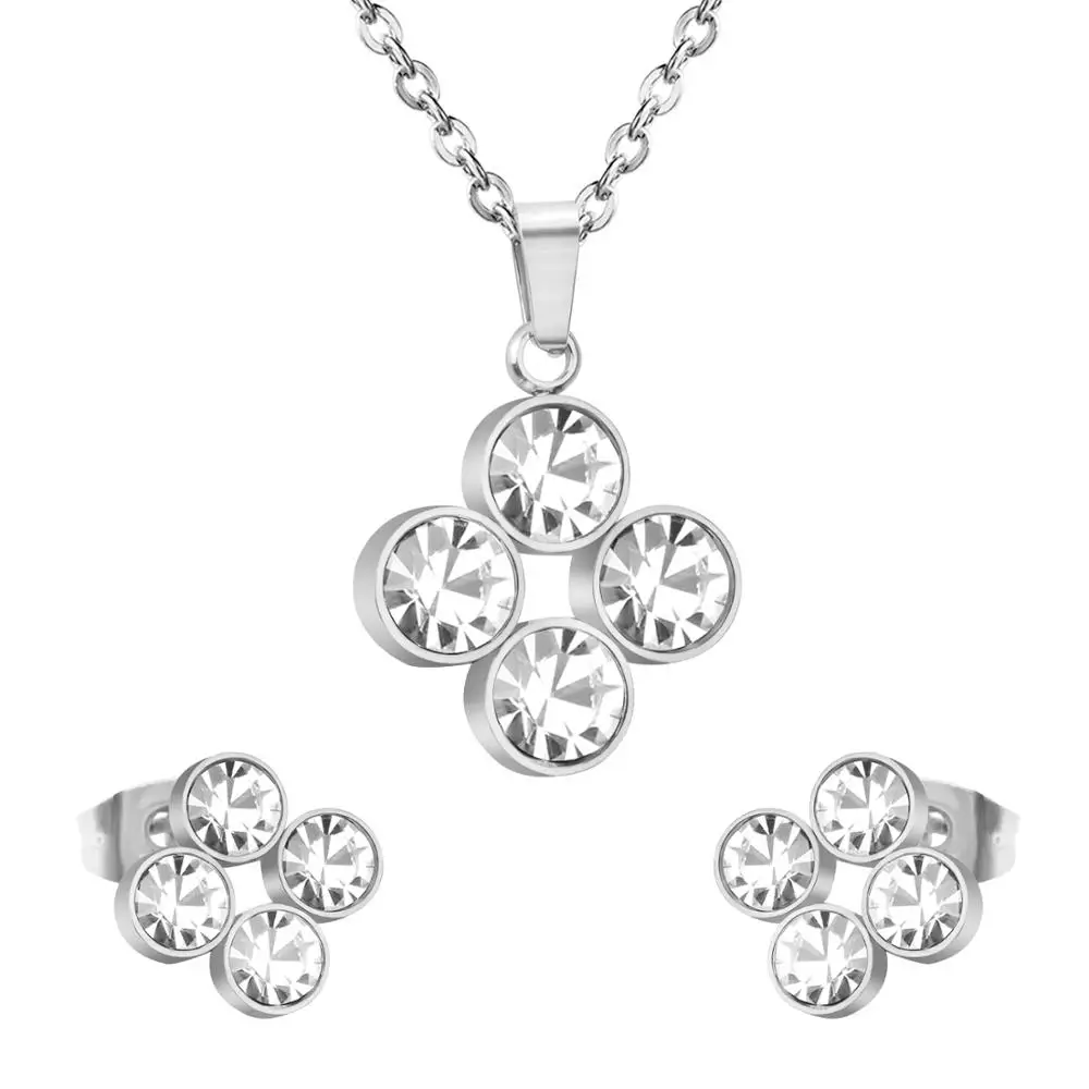 LUXUSTEEL детские ювелирные изделия для девочек из нержавеющей стали круглый фианит