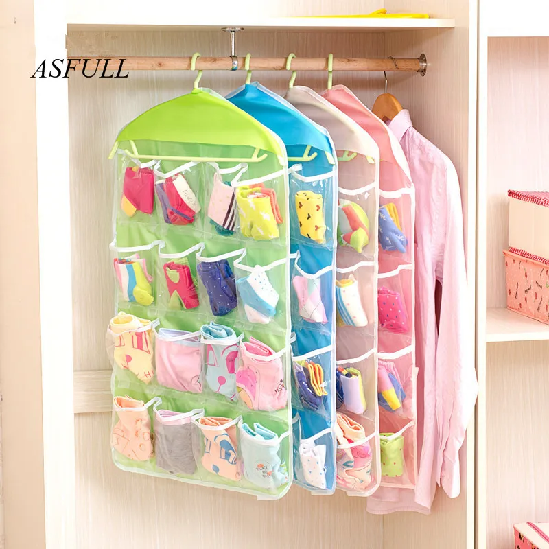 ASFULL прозрачная сумка для хранения с 16 карманами носки обуви нижнее белье