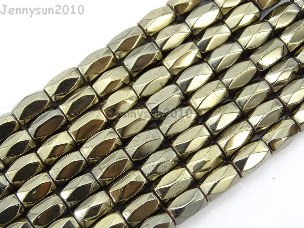 

Natural Metallic Pyrite Hematite Gems stone Faceted Tube Beads 5x8mm for Jewelry Making Crafts 10 Strands/Pack