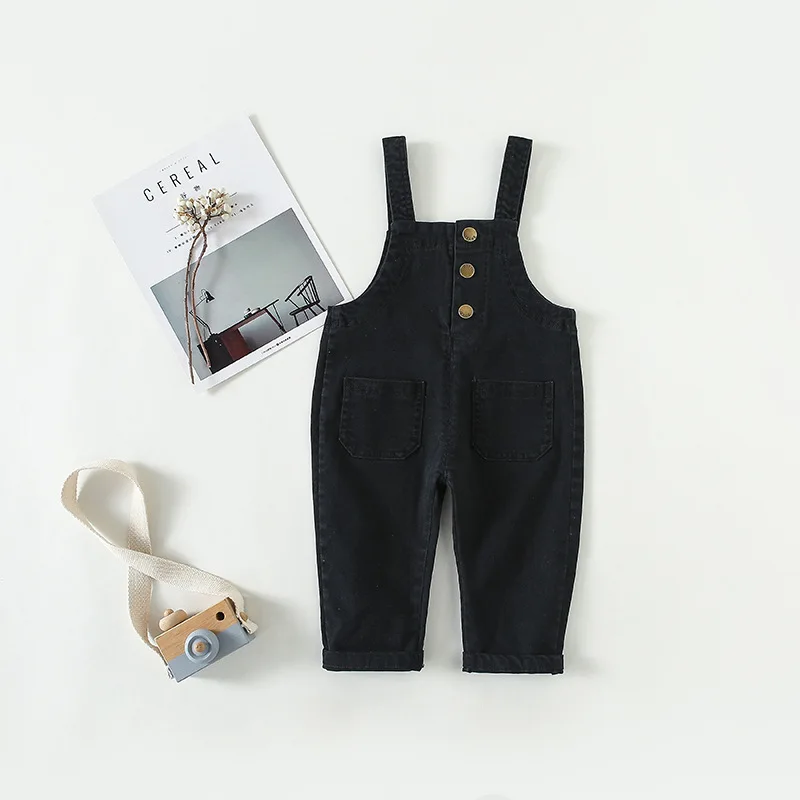Детские штаны однотонные джинсы на бретельках для маленьких девочек Новые
