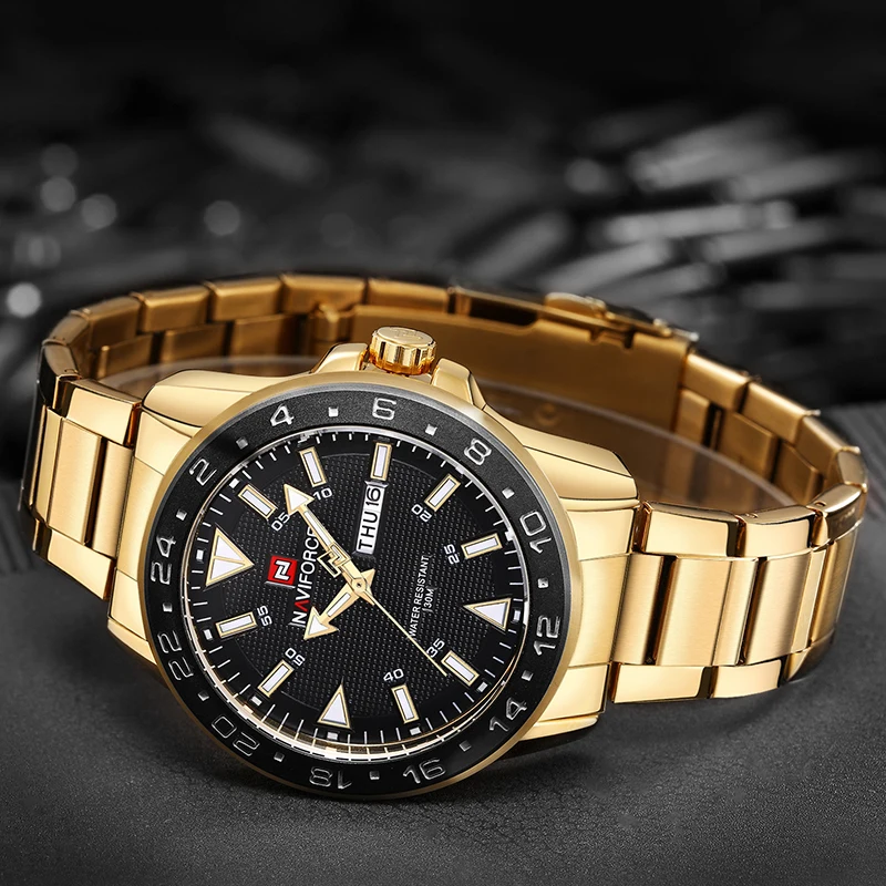 NAVIFORCE Лидирующий бренд для мужчин модные спортивные часы Полный сталь Аналоговые