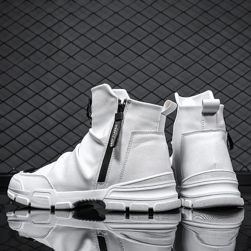 Зимние мужские ботинки из искусственной кожи; Botas Masculina; модная мужская зимняя обувь на молнии; 5#30/15E50