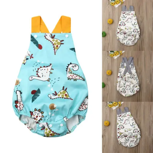 Детский ромпер с динозавром для маленьких мальчиков и девочек комбинезоны