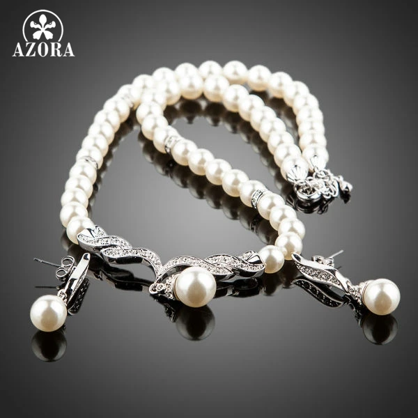 Серьги и ожерелье из жемчуга цвет белое золото|earrings and necklace|jewelry setsnecklace earrings |
