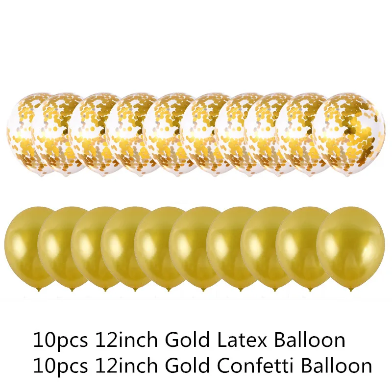 20pcs/set Rose Gold Balloon Confetti Set Birthday Party Balloon Anniversary Wedding Balloon Decoration Gift for Wedding Guests - Color: 12inc 20pcs Gold
