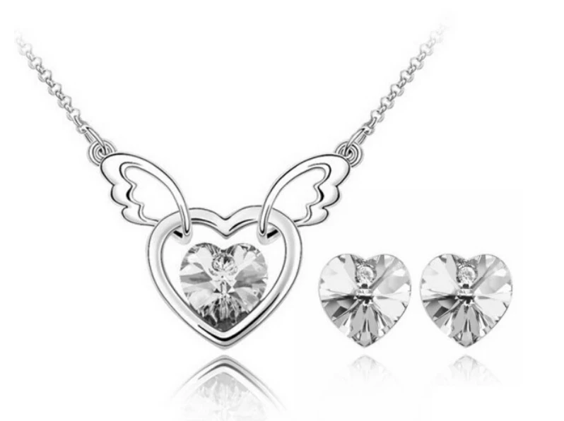 OMH оптовая продажа 18 кт золотой белый крылья ангела персиковый хрусталь сердце