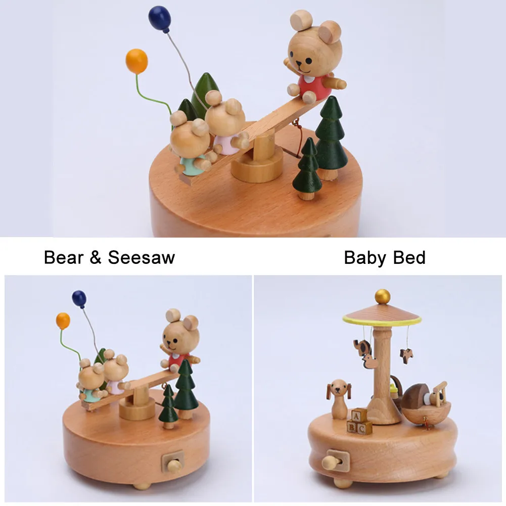 Каваи Zakka карусель музыкальные коробки деревянная музыкальная шкатулка изделия из дерева ретро подарок на день рождения винтажные аксессуары для украшения дома