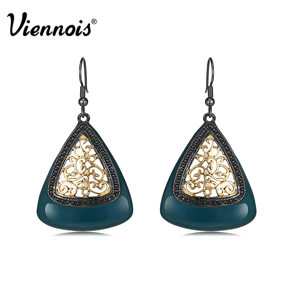 

Viennois Vintage Drop Earrings Retro Pattern Dangle Earrings Fashion Jewelry Earrings for Women Enamel Craft Female Party Gift
