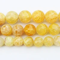 faceted yellow crackle agates 6 12 round beads 14inch wholesale for diy jewellery free shipping