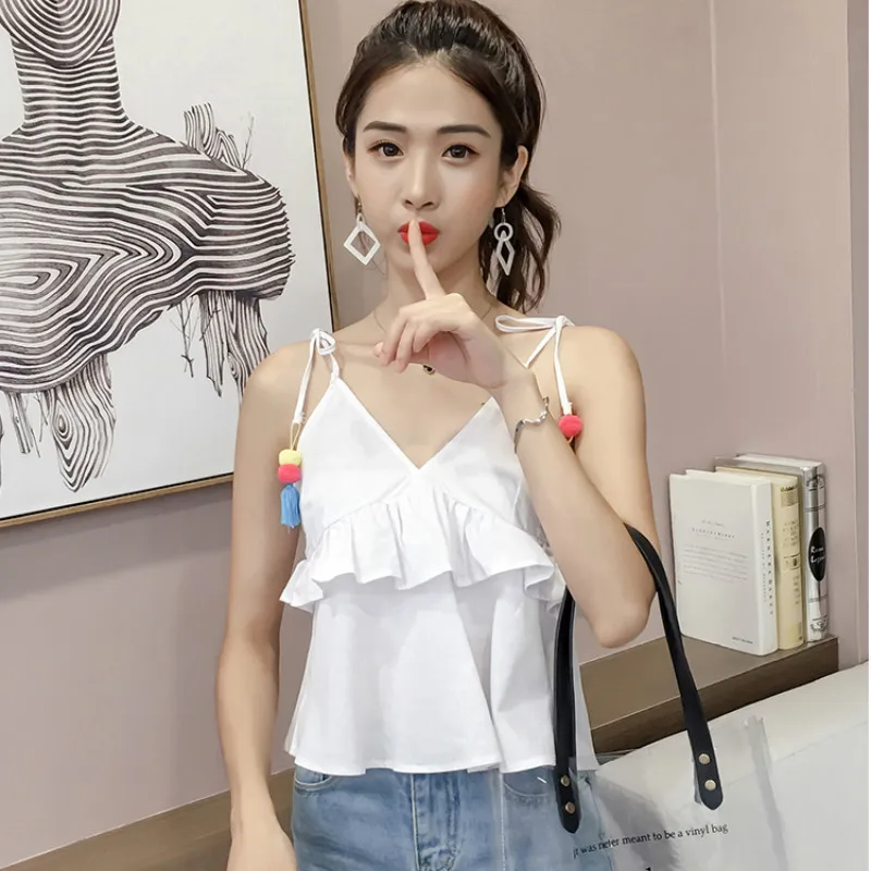 Сексуальная спинки V шеи топы 2018 Повседневное свободные летние мода кореянка