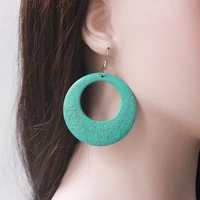 1 pair ethnic bohemia style green stone dangle earrings hyperbole drop earrings e119