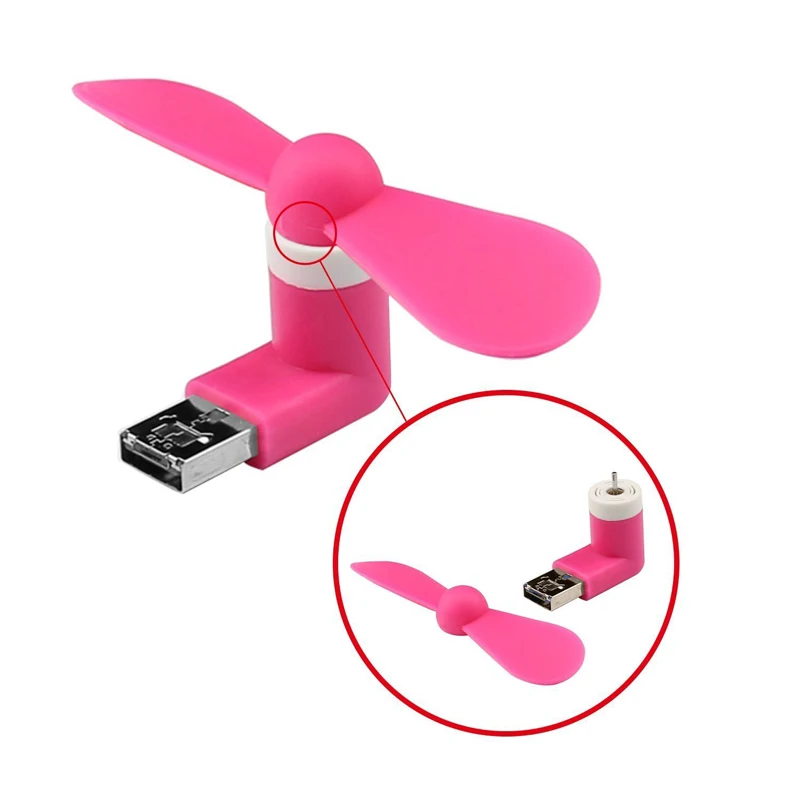 50 шт. новый милый 2 в 1 USB + Micro охлаждающий вентилятор цветной стандартный