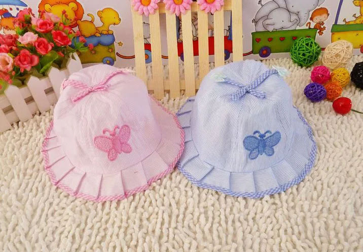 Летняя кепка для новорожденных хлопковая дышащая с принтом в виде бабочки 3 вида